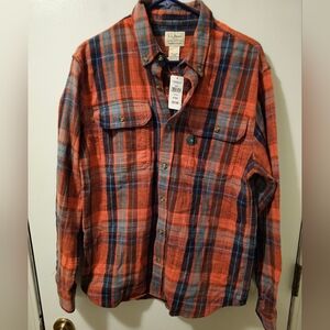 LL Bean Cotton Plaid 1912 Field Flannel Slightly Fitted Shirt Red Mens Sz M NWT